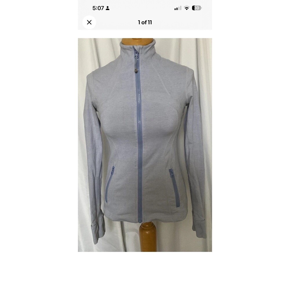 Lululemon Define Jacket Womens 6 Blue Full Zip Pockets Hooded Long Sleeve Thumb